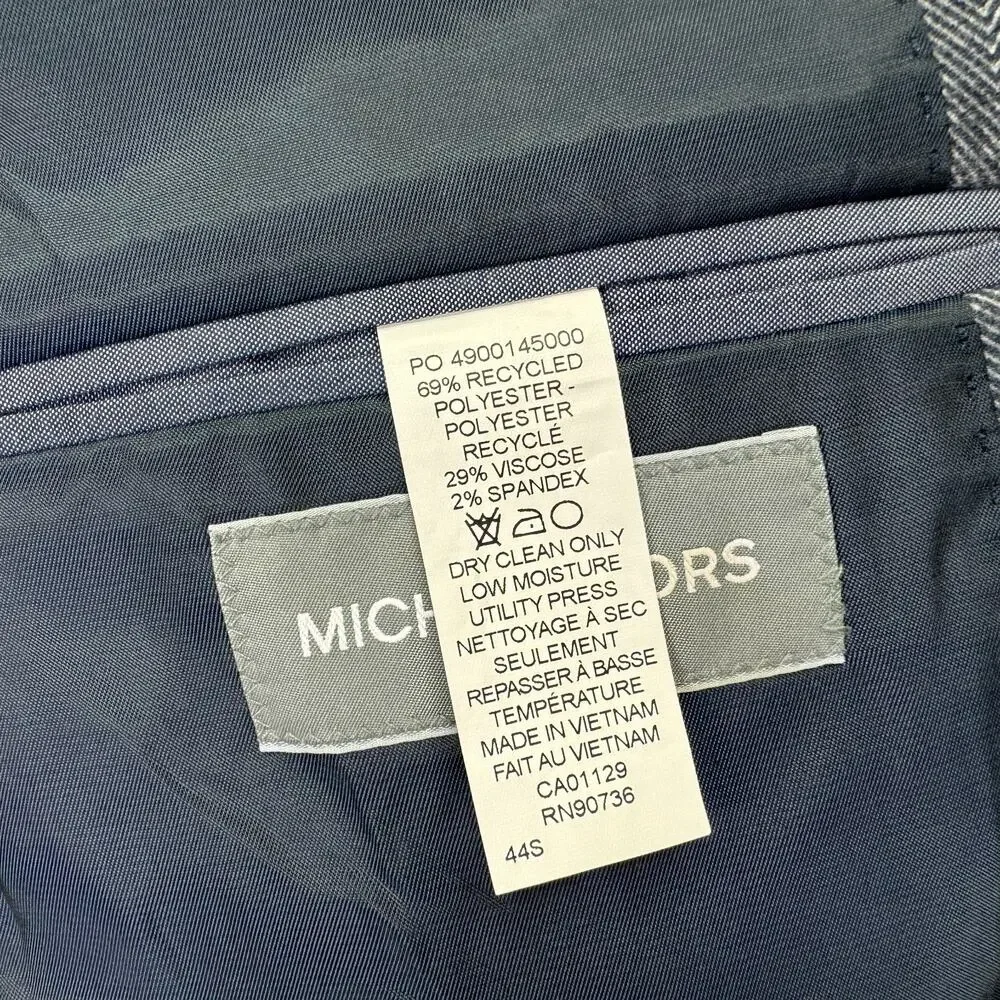 Michael Kors Mens Keates Classic Fit Herringbone Woven Sport Coat Light Blue 44S